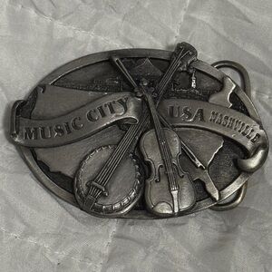Vintage Music City USA Nashville" Pewter belt Buckle New